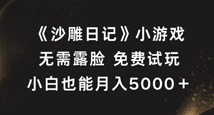 《沙雕日记》小游戏，无需露脸免费试玩，小白也能月入5000+【揭秘】-比钱轻创