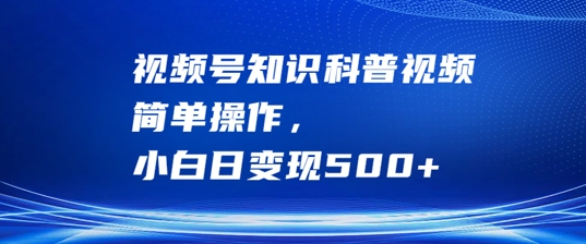 视频号知识科普视频，简单操作，小白日变现500+【揭秘】-比钱轻创