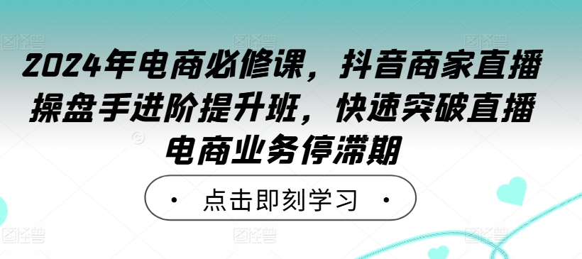2024年电商必修课，抖音商家直播操盘手进阶提升班，快速突破直播电商业务停滞期-比钱轻创