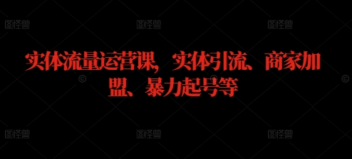 实体流量运营课，实体引流、商家加盟、暴力起号等-比钱轻创