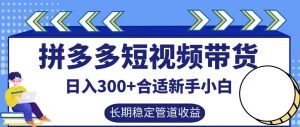 拼多多短视频带货日入300+有长期稳定被动收益，合适新手小白【揭秘】-比钱轻创