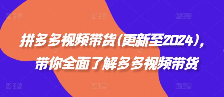 拼多多视频带货(更新至2024)，带你全面了解多多视频带货-比钱轻创