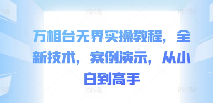 万相台无界实操教程，全新技术，案例演示，从小白到高手-比钱轻创