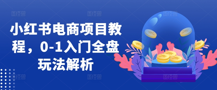 小红书电商项目教程，0-1入门全盘玩法解析-比钱轻创