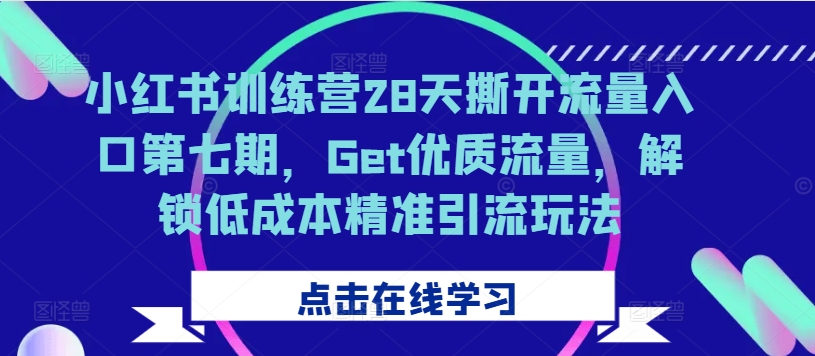 小红书训练营28天撕开流量入口第七期，Get优质流量，解锁低成本精准引流玩法-比钱轻创