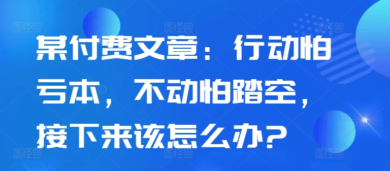 某付费文章：行动怕亏本，不动怕踏空，接下来该怎么办?-比钱轻创