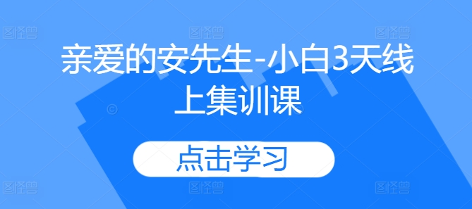 亲爱的安先生-小白3天线上集训课-比钱轻创