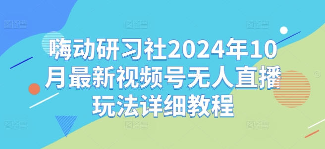 嗨动研习社2024年10月最新视频号无人直播玩法详细教程-比钱轻创