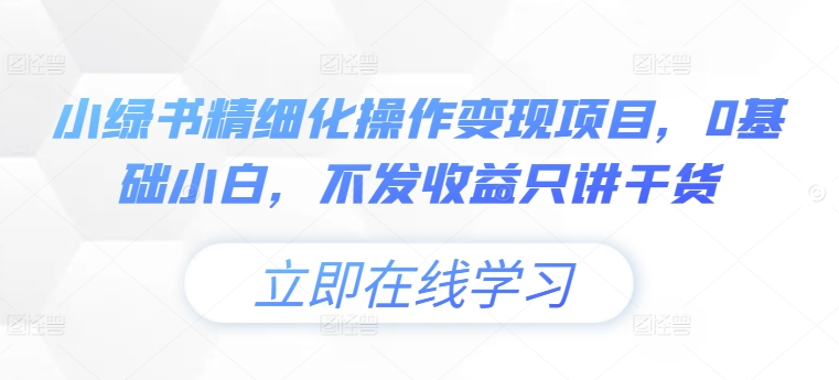 小绿书精细化操作变现项目，0基础小白，不发收益只讲干货-比钱轻创