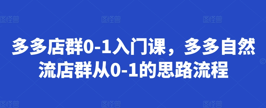 多多店群0-1入门课，多多自然流店群从0-1的思路流程-比钱轻创