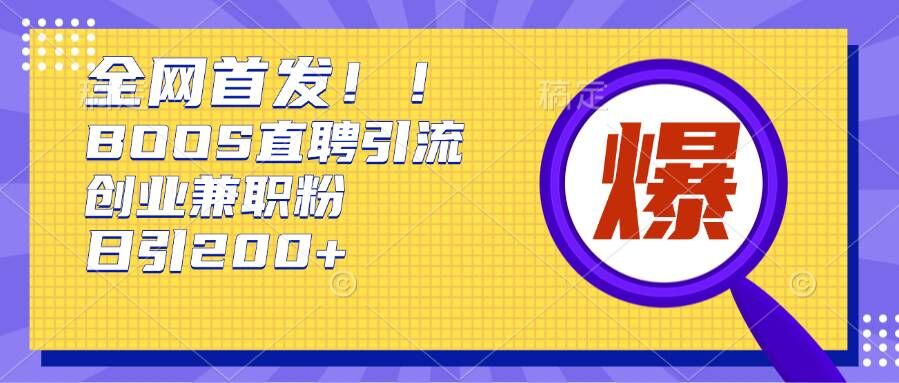 通过Boss直聘，每天轻松钓到200+多条创业大鱼的秘籍【揭秘】-比钱轻创