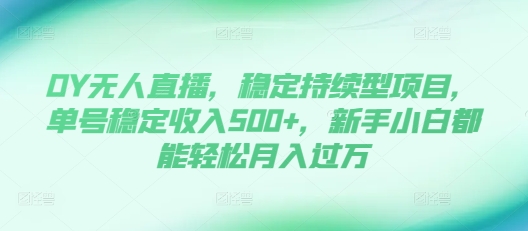 DY无人直播，稳定持续型项目，单号稳定收入500+，新手小白都能轻松月入过万【揭秘】-比钱轻创