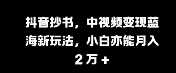 抖音抄书，中视频变现蓝海新玩法，小白亦能月入 过W【揭秘】-比钱轻创