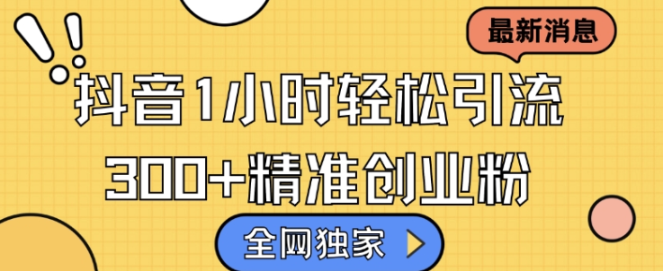 全网独家抖音引流，轻松日引300+精准创业粉【揭秘】-比钱轻创