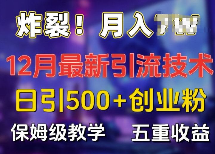 炸裂!揭秘12月最新日引流500+精准创业粉，多重收益保姆级教学-比钱轻创