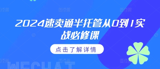 2024速卖通半托管从0到1实战必修课，掌握通投广告打法、熟悉速卖通半托管的政策细节-比钱轻创