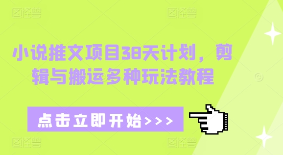 小说推文项目38天计划，剪辑与搬运多种玩法教程-比钱轻创