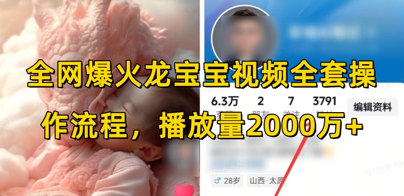全网爆火龙宝宝视频全套操作流程，播放量2000万+-比钱轻创