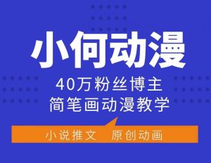 小何动漫简笔画动漫教学，40万粉丝博主课程，可做伙伴计划、分成计划、接广告等-比钱轻创