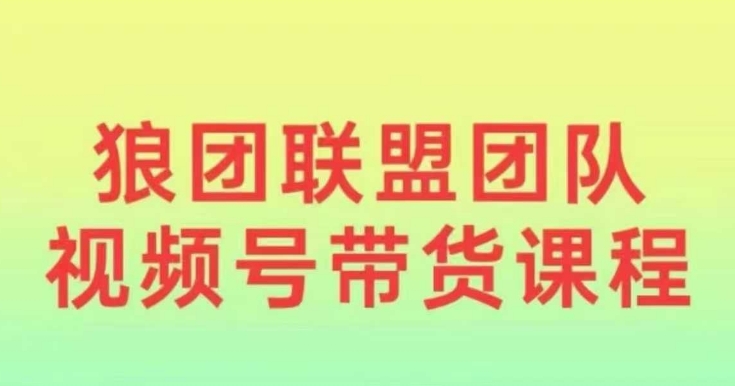 狼团联盟2024视频号带货，0基础小白快速入局视频号-比钱轻创