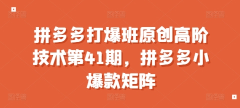 拼多多打爆班原创高阶技术第41期，拼多多小爆款矩阵-比钱轻创