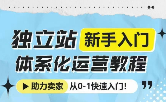 独立站新手入门体系化运营教程，助力独立站卖家从0-1快速入门!-比钱轻创