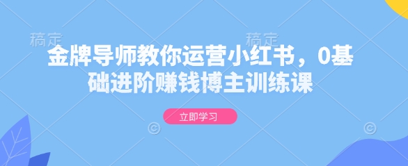 金牌导师教你运营小红书，0基础进阶赚钱博主训练课-比钱轻创