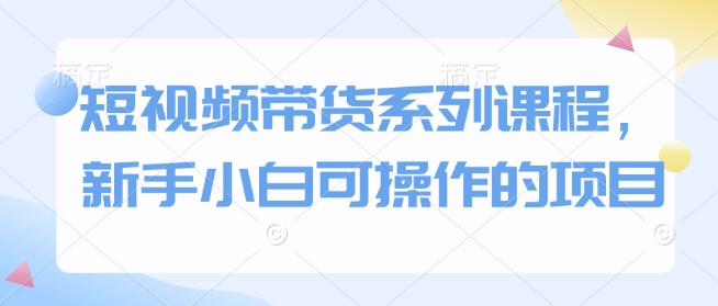 短视频带货系列课程，新手小白可操作的项目-比钱轻创