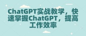 ChatGPT实战教学，快速掌握ChatGPT，提高工作效率-比钱轻创