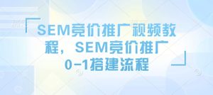 SEM竞价推广视频教程，SEM竞价推广0-1搭建流程-比钱轻创