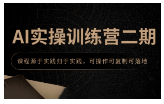AI实操训练营二期，课程源于实践归于实践，可操作可复制可落地-比钱轻创