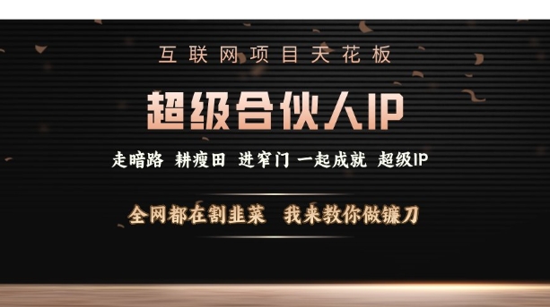 互联网项目天花板，超级合伙人IP，全网都在割韭菜，我来教你做镰刀【仅揭秘】-比钱轻创