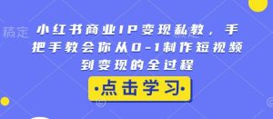 小红书商业IP变现私教,手把手教会你从0-1制作短视频到变现的全过程-比钱轻创