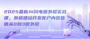 2025最新AI闪电做外贸实战课，外贸建站开发客户内容营销从0到3做外贸-比钱轻创
