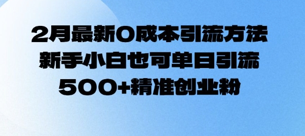 2月最新0成本引流方法，新手小白也可单日引流500+精准创业粉-比钱轻创