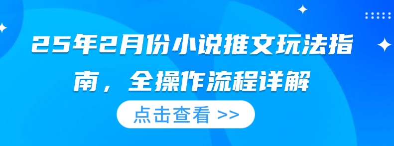 25年2月份小说推文玩法指南，全操作流程详解-比钱轻创