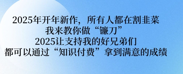 2025年开年新作，所有人都在割韭菜，我来教你做“镰刀” 2025让支持我的好兄弟们都可以通过“知识付费”拿到满意的成绩【揭秘】-比钱轻创