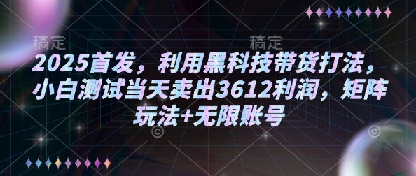 2025首发，利用黑科技带货打法，小白测试当天卖出3612利润，矩阵玩法+无限账号【揭秘】-比钱轻创