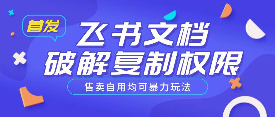 首发飞书文档破解复制权限，售卖自用均可暴力玩法-比钱轻创