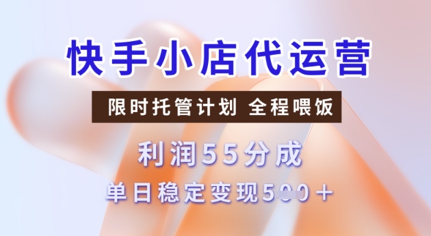 快手小店代运营3.0，模式新升级，收益55分，稳定单日5张【揭秘】-比钱轻创