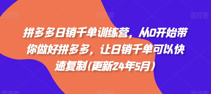 拼多多日销千单训练营，从0开始带你做好拼多多，让日销千单可以快速复制(更新25年2月)-比钱轻创