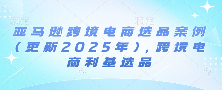 亚马逊跨境电商选品案例(更新2025年3月)，跨境电商利基选品-比钱轻创