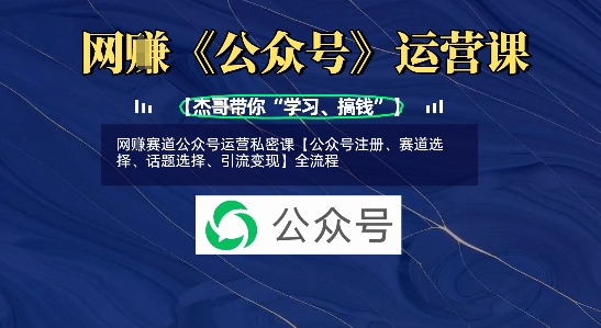 网创赛道公众号运营私密课【公众号注册、赛道选择、话题选择、引流变现】全流程-比钱轻创