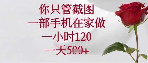 你只管截图，一部手机在家操作，一小时120.一天5张【揭秘】-比钱轻创