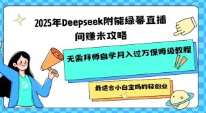 2025年Deepseek附能绿幕直播间挣米攻略无需拜师自学月入过W保姆级教程，最适合小白宝妈的轻创业-比钱轻创