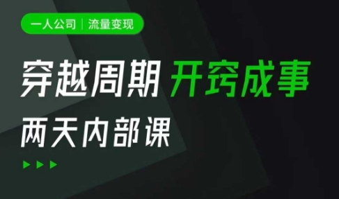 一人公司：流量变现课，一人公司的方法模型拆解， 拆解富人思维，流量思维，小老板思维等-比钱轻创