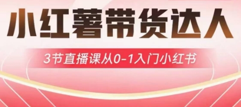 小红薯达人带货启航计划，3节直播课从0-1入门小红书-比钱轻创