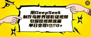 用DeepSeek制作鸟世界摄影级视频，引爆短视频流量，单日变现1k-比钱轻创
