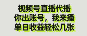 视频号直播代播，你出账号我来播，单日收益轻松几张【揭秘】-比钱轻创