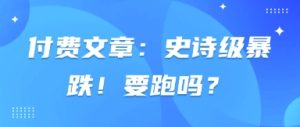 付费文章：史诗级暴跌！要跑吗？-比钱轻创